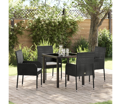Set de Comedor de Jardín de 5 Piezas  con Cojines Negro Poliratán