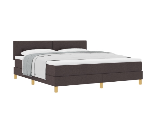 Cama con Somier y Colchón Marrón Oscuro 180x200 cm Tela
