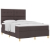 Cama con Base y Colchón Marrón Oscuro 140x190 cm Tela