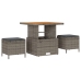 Conjunto de Comedor de Jardín de 3 Piezas con Cojines Gris de Poliratán y Acacia