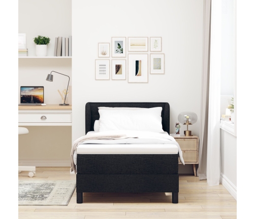 Cama Box Spring de  con Colchón Negro 100x200 cm de Tela