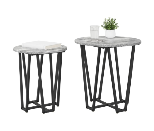 Mesa auxiliar  de 2 piezas en gris Sonoma, hecha de madera y metal