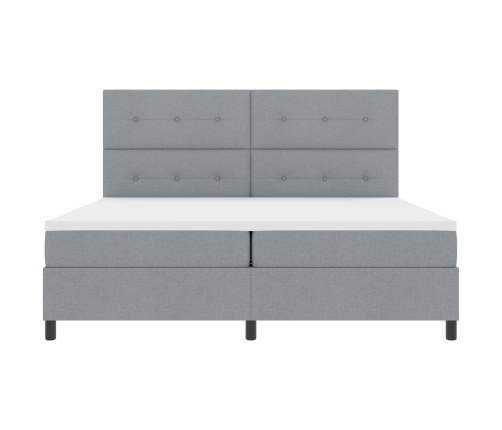 Cama de Resortes con Colchón Gris Claro 200x200 cm Tela