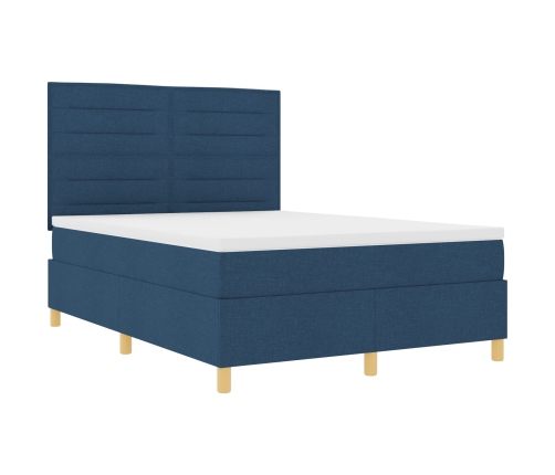 Cama Box Spring  con colchón Azul 140x200 cm Tela