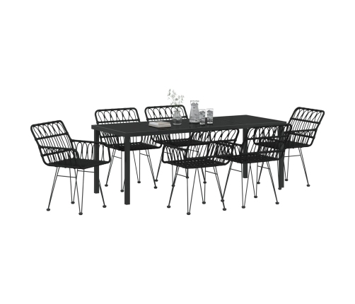 Conjunto de Comedor de Jardín  de 7 Piezas Negro Poliratán