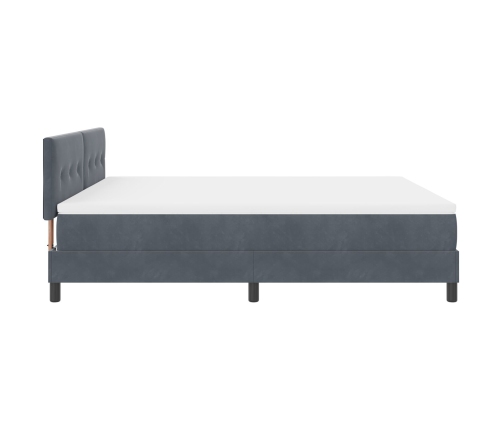 Cama Box Spring  con colchón gris oscuro Super King terciopelo