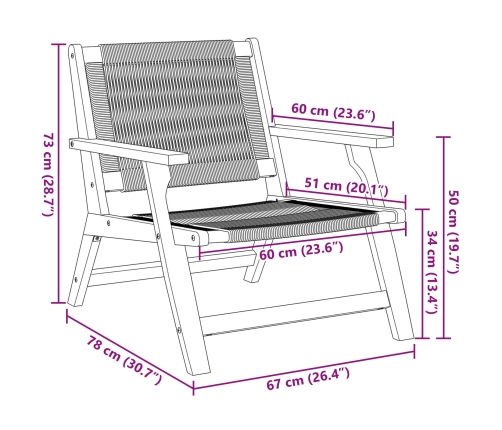 Juego de sillas de jardín  con mesa de 3 piezas, beige, de madera maciza de acacia