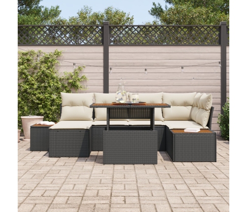 Juego de Sofá de Jardín Set de 7 Beige, Negro
