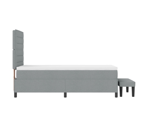 Cama Base  con Colchón y Banco Gris Claro 100x200 cm Tela
