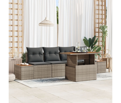 Conjunto de Sofás Jardín  Set de 5 Gris Ratán Sofá Jardín