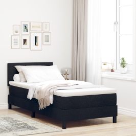 Estructura de Cama  con Colchón Negro y Blanco Tela 90 x 200 cm