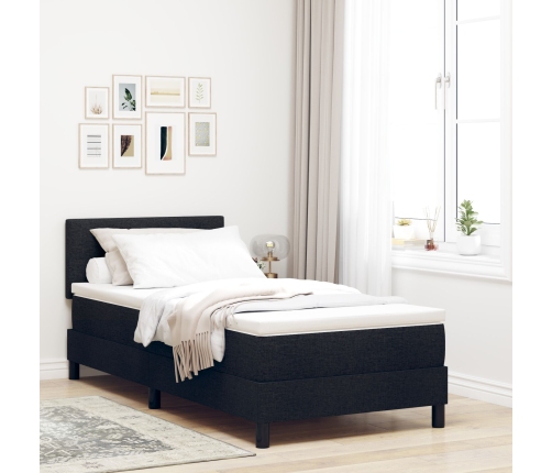 Estructura de Cama  con Colchón Negro y Blanco Tela 90 x 200 cm