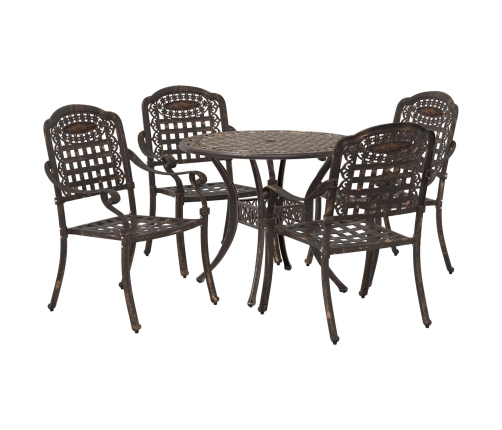 Juego de Comedor para Jardín de 5 Piezas de  en Aluminio Fundido Bronce