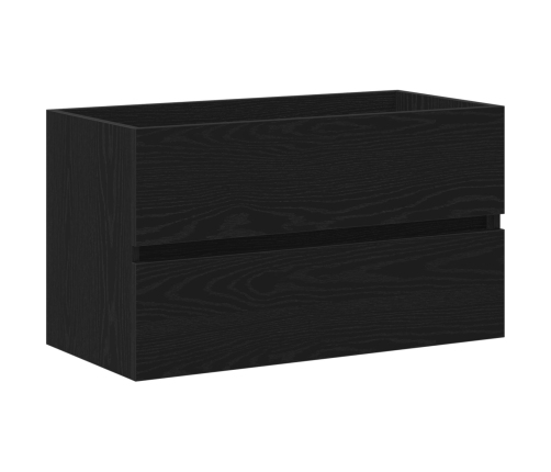 Gabinete de Fregadero  con Lavabo Incorporado Madera Elaborada Roble Negro, Gabinete de Fregadero  Roble Negro 80x38.5x45 cm Madera Elaborada