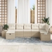 Conjunto de Sofás de Jardín de 7 Piezas con Cojines Beige Ratan Poliéster