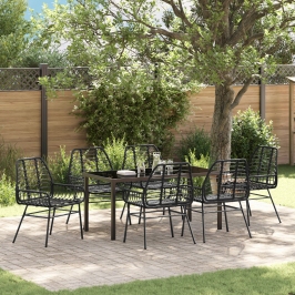 Juego de Comedor de Jardín de 7 Piezas Negro Poliratán
