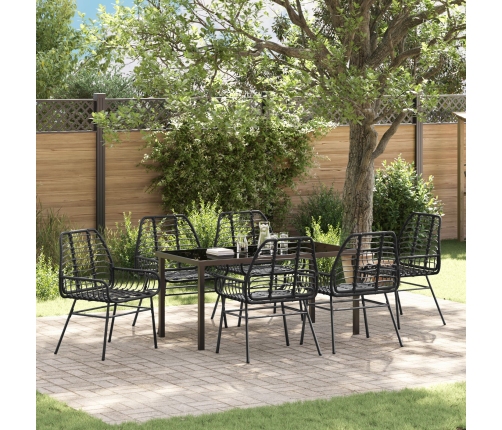 Juego de Comedor de Jardín de 7 Piezas Negro Poliratán