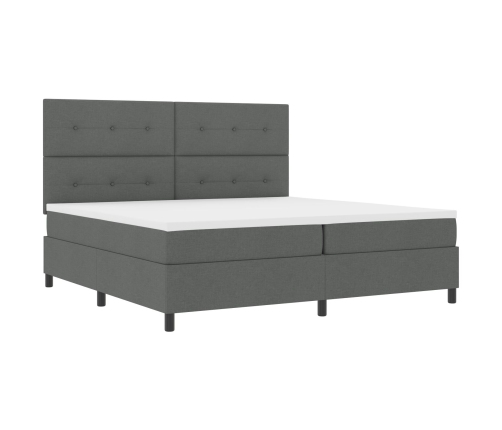 Cama con base y colchón gris oscuro 200x200 cm de tela