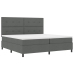 Cama con base y colchón gris oscuro 200x200 cm de tela