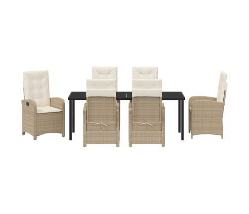 Conjunto de Comedor de Jardín de 2 Piezas de  con Cojines en Ratán Poliéster Beige