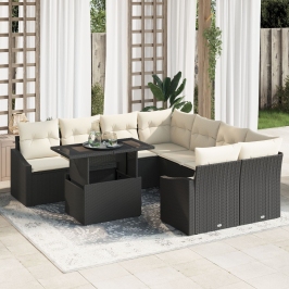 Conjunto de Sofás de Jardín  Conjunto de 9 Beige, Marrón
