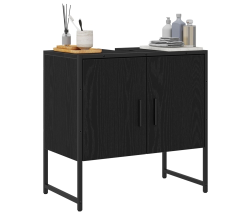 Gabinete de Fregadero de Baño  Roble Negro 60x33x60 cm Madera de Calidad