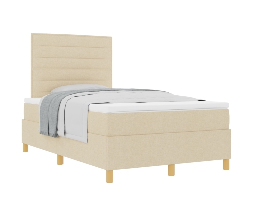 Cama con Base de Resortes y Colchón Crema 120x200 cm Tela