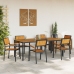 Set de Comedor de Jardín  Set de 7 Negro y Marrón Metal y Madera