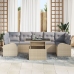Set de Sofá de Jardín de 8 Piezas con Cojines Beige Ratán Poliéster