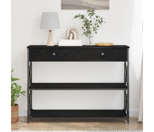 Mesa Consola  Negro Roble 100x28x75 cm Madera Elaborada y Acero