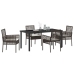 Conjunto de Comedor de Jardín  de 5 Piezas con Cojines Marrón Ratán Sintético