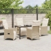 Set de Comedor de Jardín de 5 Piezas con Cojines Beige Poliratán