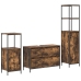 Conjunto de muebles de baño de 3 piezas en roble ahumado y madera elaborada