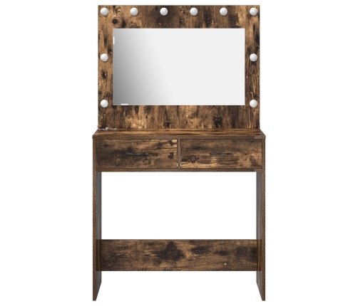 Tocador  con Luces LED Roble Ahumado 78.5x41x135 cm