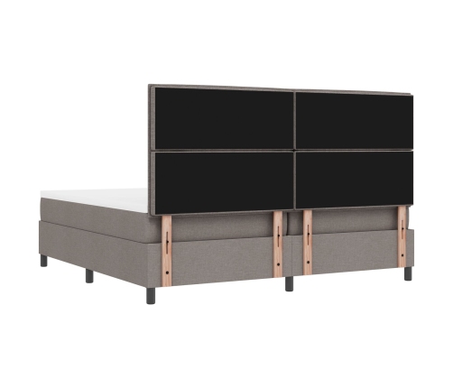 Cama Box Spring  con Colchón y Banco Gris 200x200 cm Tela