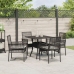Juego de comedor de jardín de 5 piezas negro de poliratán