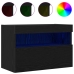 Gabinetes de pared para TV  con luces LED 2 pcs Roble Negro 60x30x40 cm