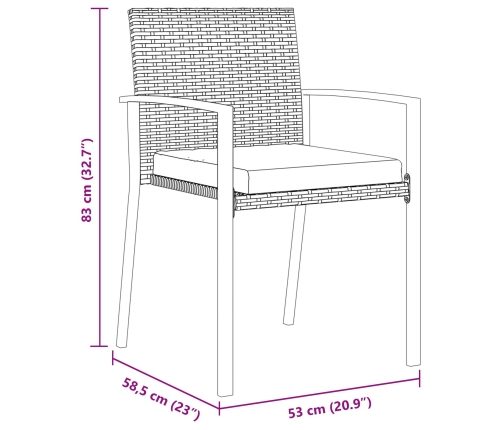 Juego de Comedor de Jardín de 3 Piezas Gris Poliratán