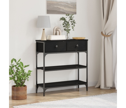 Mesa Consola  Negro Roble 72,5x25x75 cm Madera Elaborada y Acero