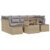 Conjunto de Sofá de Jardín  7 Piezas Beige, Gris Ratán, Poliéster