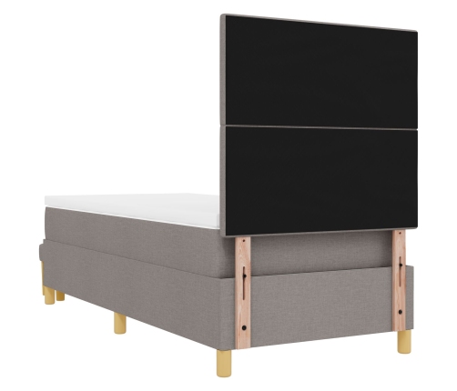 Cama con Somier  con Colchón y Banco Taupe 100x200 cm Tela