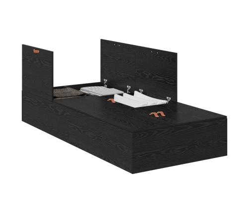 Estructura de Cama  Roble Negro 75x190 cm Madera Fina