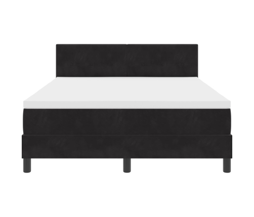 Cama Box Spring  con colchón Negro 160x200 cm Terciopelo