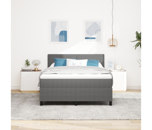 Cama con Base de Muelles  con Colchón Gris Claro 140x200 cm Tela de Pana