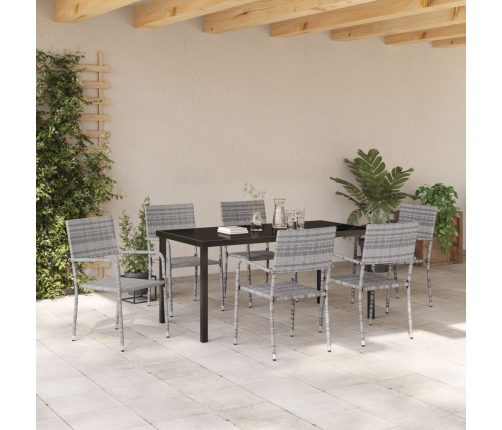 Juego de 7 Comedor de Jardín Gris Poliratán