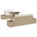 Conjunto de Sofá de Jardín de 6 Piezas con Cojines Beige Polirratan
