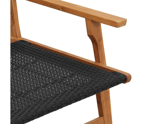 Sillas de Jardín  2 pcs Negros 76x67x73.5 cm Madera maciza de Acacia