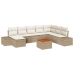 Conjunto de Sofás de Jardín  de 9 Piezas con Cojines Beige Poliratán Acacia