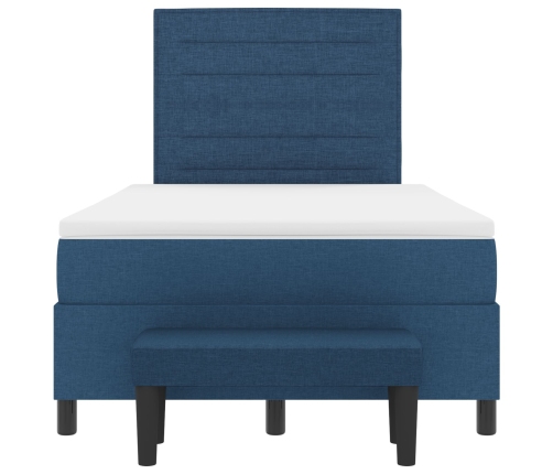 Cama Box Spring  con Colchón y Banco Azul 120x200 cm Tela