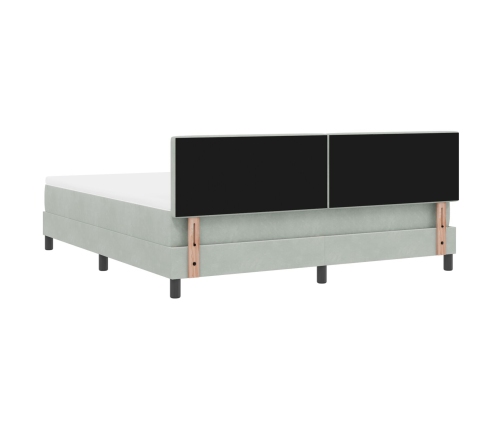 Cama con somier y colchón  Gris Claro Super King Terciopelo